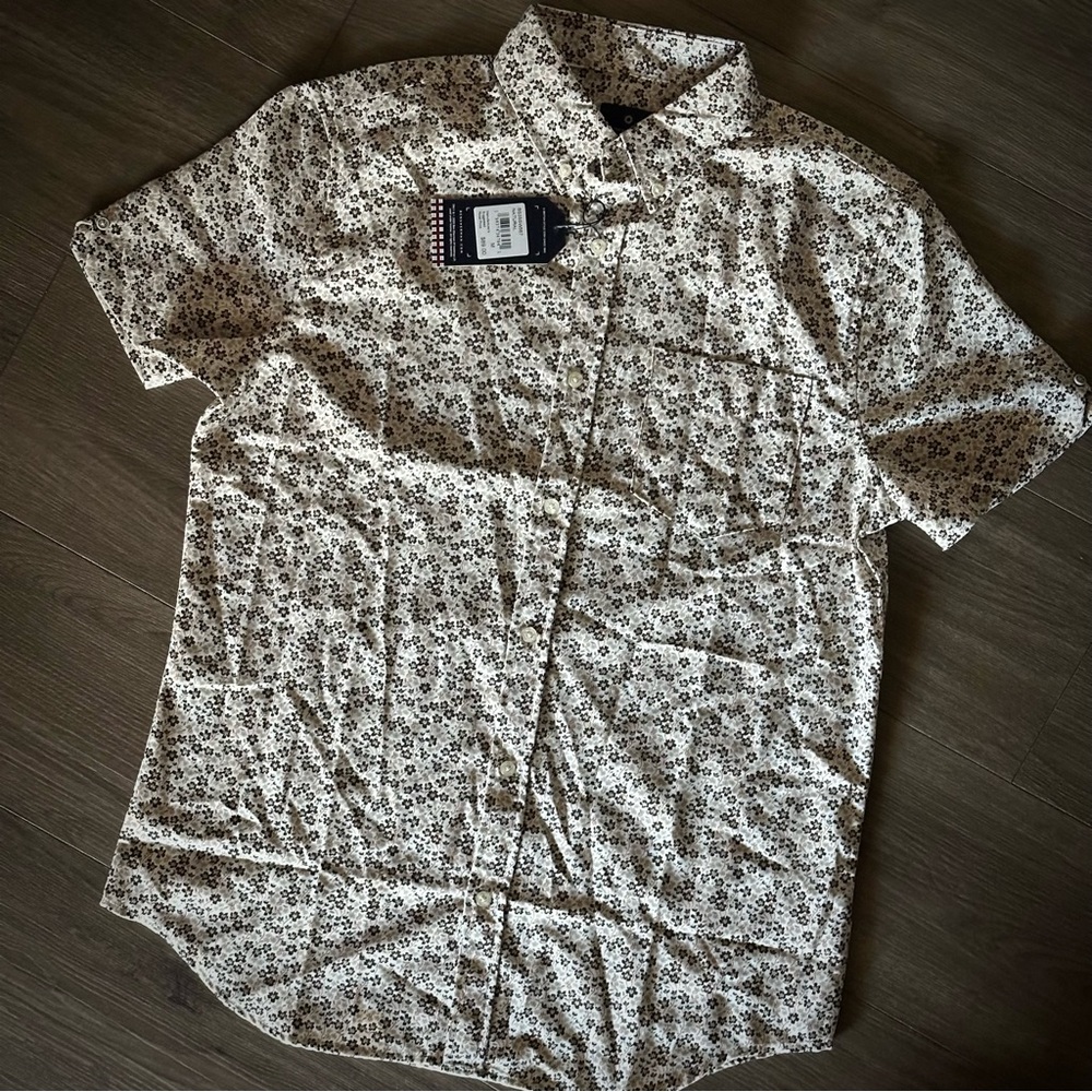 Ben Sherman Cream and Brown Floral Men's Shirt